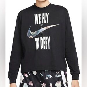 Nike Black Graphic Long Sleeve Tee Sz M